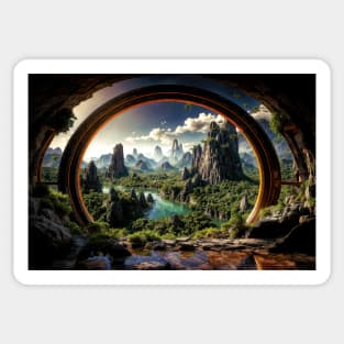 Abandoned Portal on an Alien World - Landscape Sticker